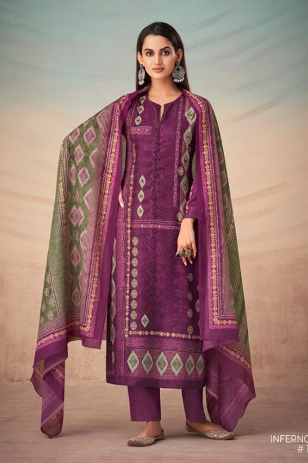 Varsha Euphoria EH04 - Viscose Chinon Digital Printed With Embroidery Suit