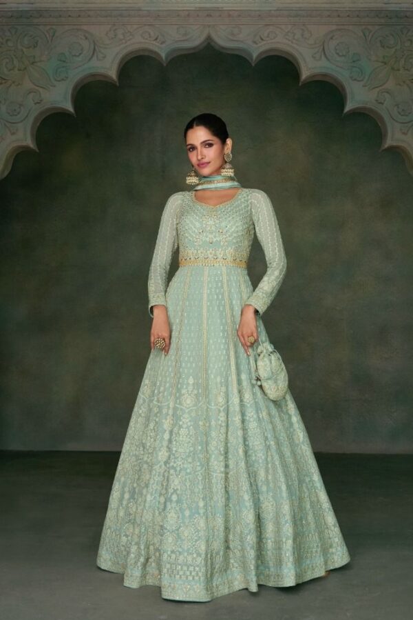 Ganga Hritvi 2684B - Premium Cotton Printed With Embroidery And Lace Suit