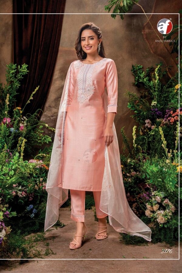Viscose Nylon Beautiful Embroidery With Handwork Stitched Suit - TIF 1146