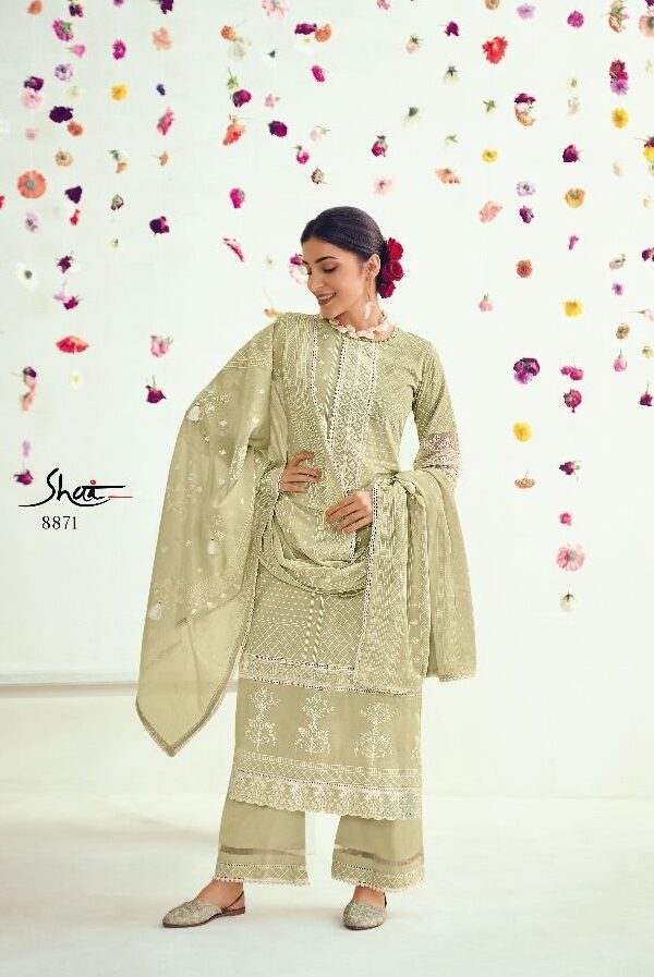 Pure Muslin Printed With Beautiful Dori Sequins Work Suit