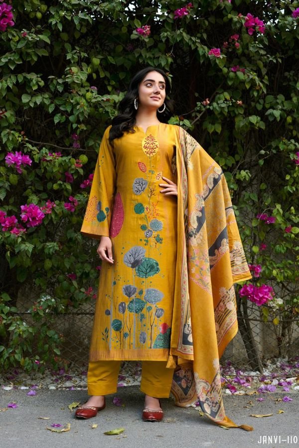 Mumtaz Janvi 1101 - Pure Muslin Digital Print with Designer Heavy Embroidery Suit