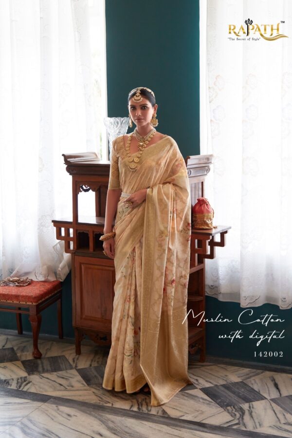 RajPath Fiona Silk - Soft Silk With Beautiful Floral Digital Print Saree