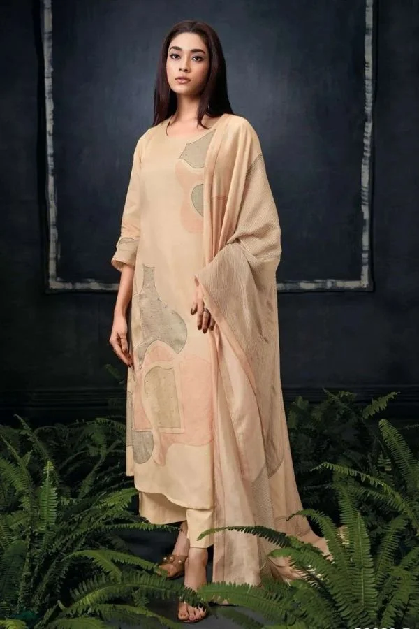 Ganga Ruth S2289 - Premium Cotton Silk with digital Printed, aari work and handwork Suit