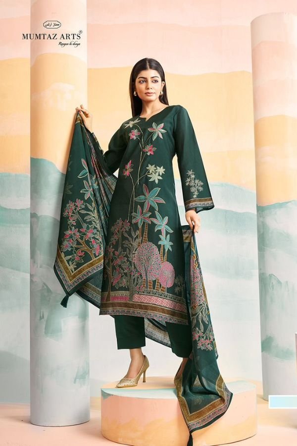 Ganga Heeya 2554A - Premium Cotton Printed With Neck And Daman Digital Print Patti Suit
