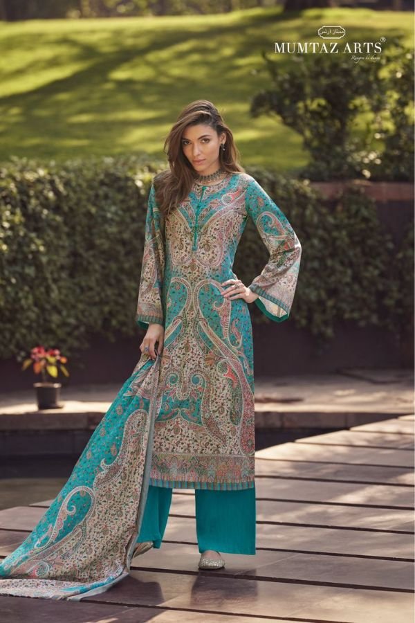 Varsha Yura 01 - Cotton Linen Printed With Handwork And Lace Suit
