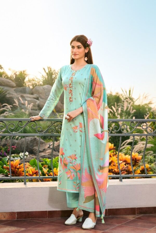 Kesar Lotus Velley 1601 - Pure Lawn Cotton Printed With Embroidery Suit