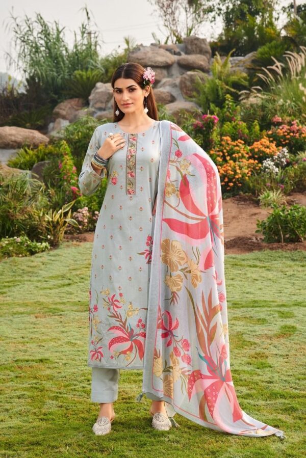 Kesar Lotus Velley 1602 - Pure Lawn Cotton Printed With Embroidery Suit