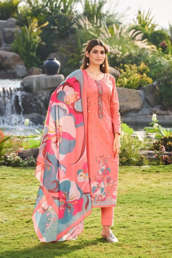Kesar Lotus Velley 1603 - Pure Lawn Cotton Printed With Embroidery Suit