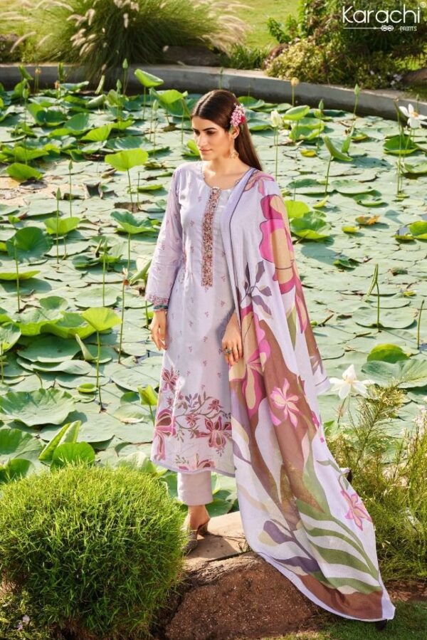 Kesar Lotus Velley 1605 - Pure Lawn Cotton Printed With Embroidery Suit