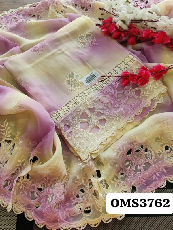 Beautiful Pure Organza Cutwork Embroidery Suit