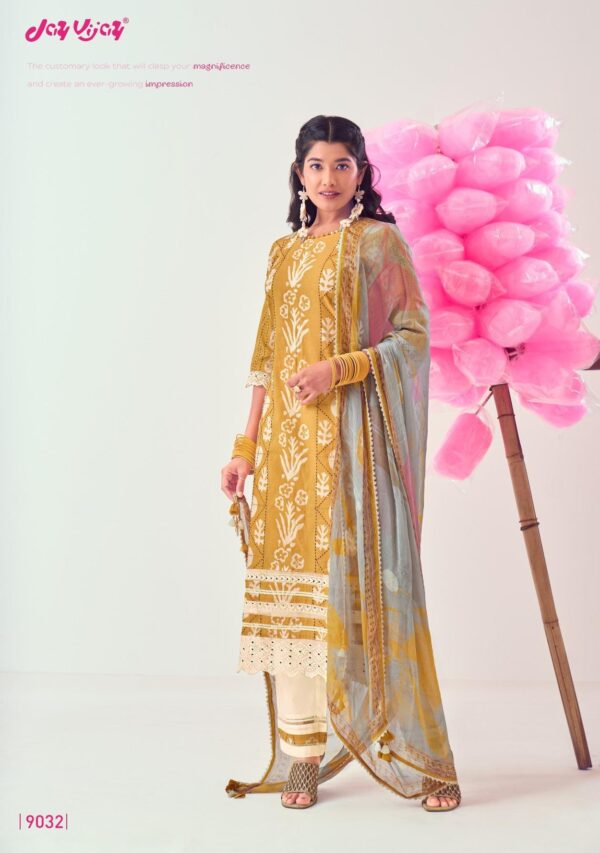 Jay Vijay Mela 9035 - Pure Cotton Katha Work With Hand Block Print And Embroidery And Lace Work Suit