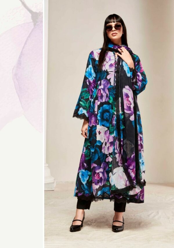 Kimora Kashmiri Garden 9336 - Pure Linen With Digital Print And Dori Embroidery Suit