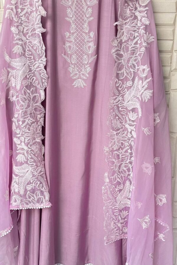 Fine Muslin With Resham Embroidery Suit