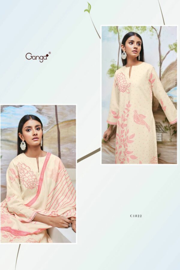 Ganga Hiba 1824 - Premium Cotton Printed With Embroidery & Handwork Suit