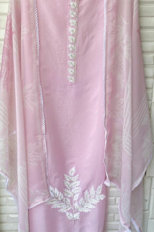 Organza With Sequence, Resham & Swarovski Embroidery Suit