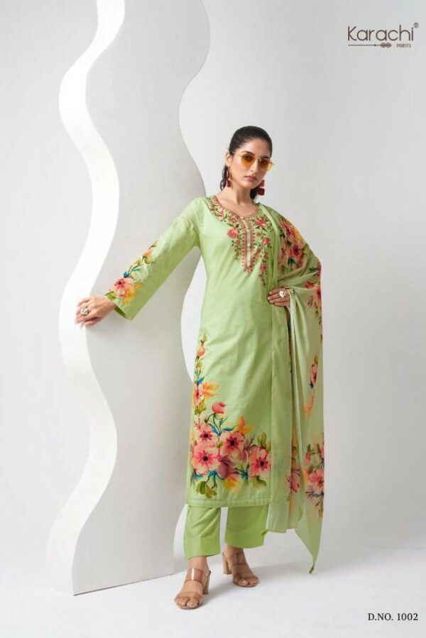 Kesar Dreams 1006 - Pure Cambric Digitally Printed With Elegant Embroidery Work Suit