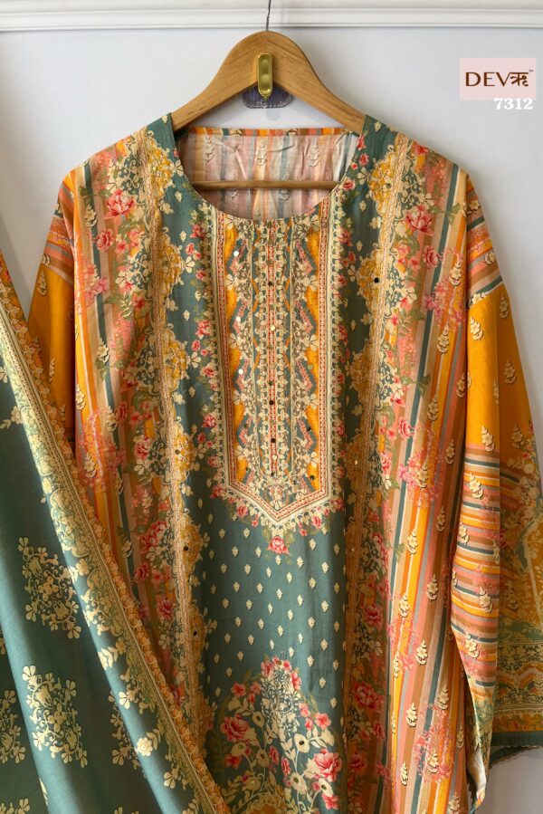 Pure Muslin Pakistani Print With Beautiful Mirror Work Suit