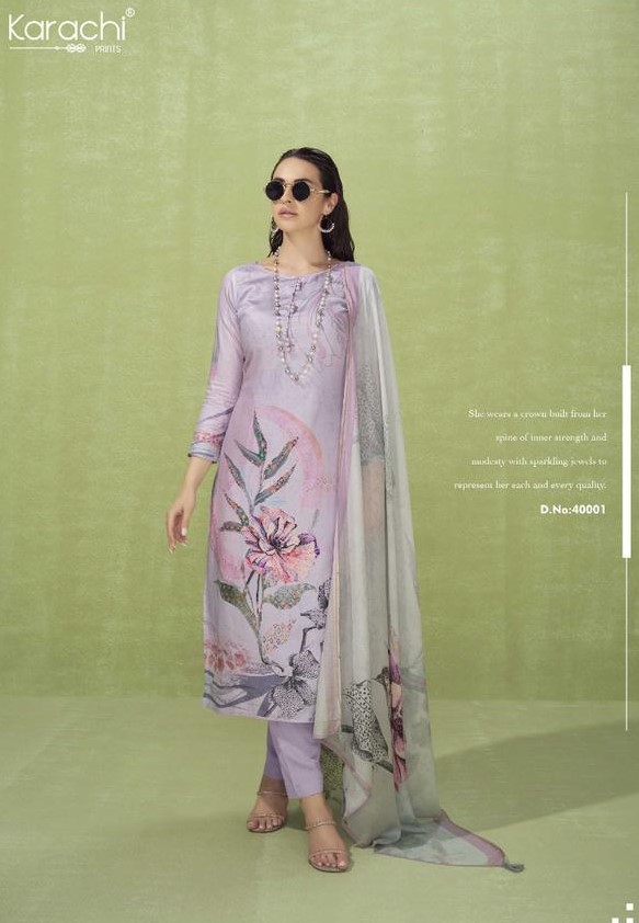 Kesar Zara 40006 - Pure Jam Silk Digital Print With Swarovski Work Suit