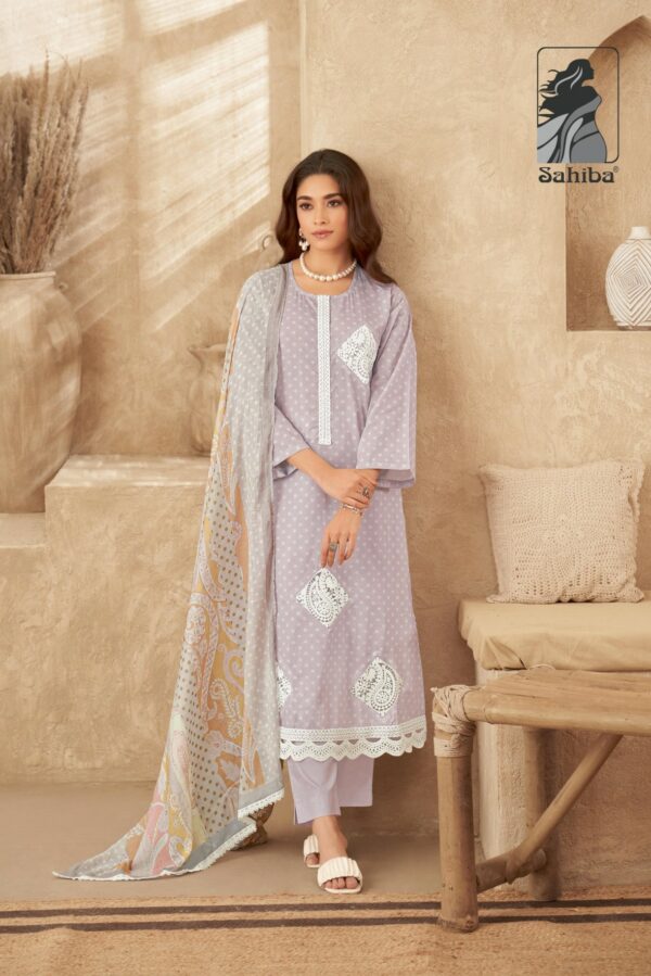 Sahiba Crystal 928 - Pure Cotton Lawn Digital Print With Embroidery & Lace Suit