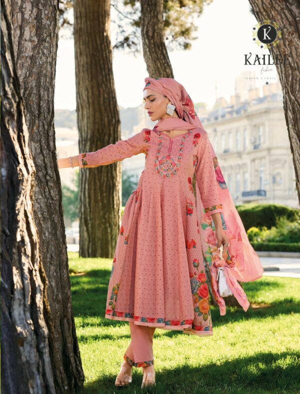 Kailee Tasavvur 42715 - Pure Cotton Schiffli With Cotton Printed With Thread Handwork Stitched Suit