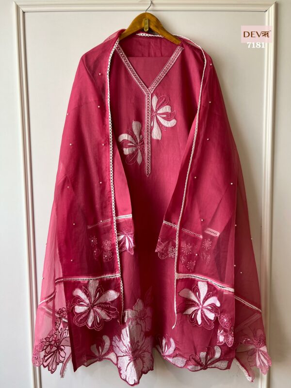 Roman Silk Beautiful Thread Lace Work Suit