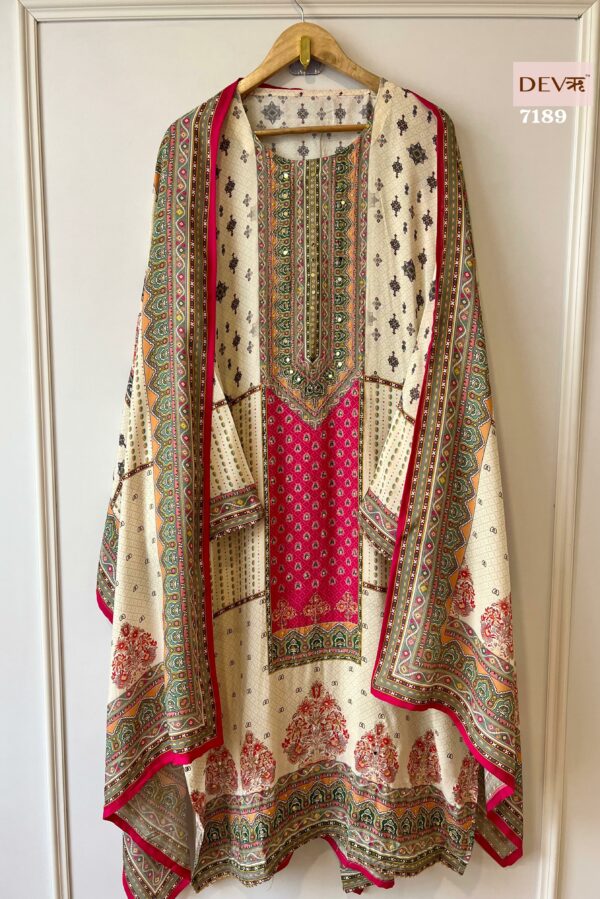 Pure Muslin Pakistani Printed With Beautiful Aree And Mirror Work Highlighting Suit
