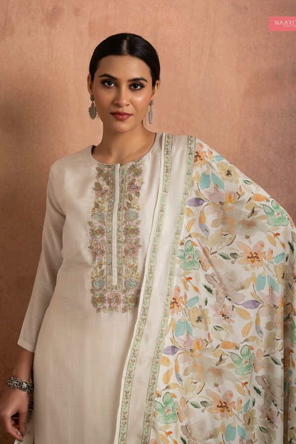 Naariti Hanis - Muslin Printed Shirt With Embroider And Handwork Suit - TIF 1287