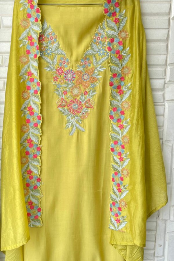 Chanderi Cotton(Roman Silk) With Resham, Zari & Sequins Work Suit