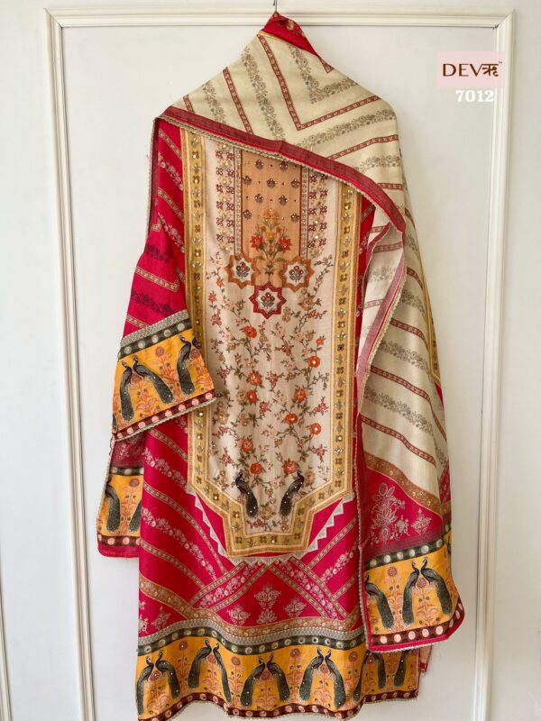 Pure Shimmer Muslin Pakistani Printed With Beautiful Mirror And Stone Work Suit