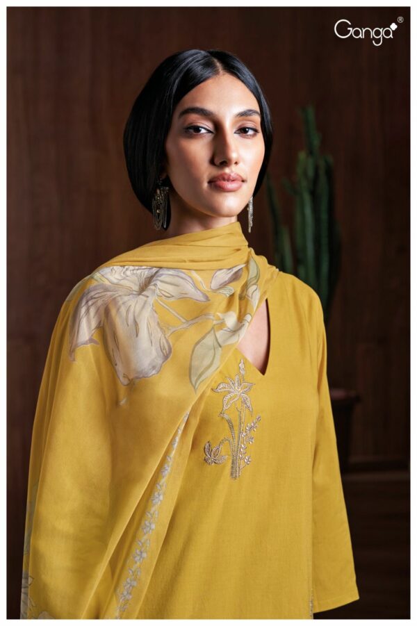 Ganga Viha 2724D - Premium Cotton With Embroidery & Cotton Lace Suit