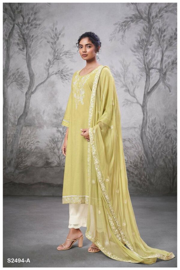 Ganga Elvin S2494D - Premium Cotton Dobby With Embroidery Handwork Suit