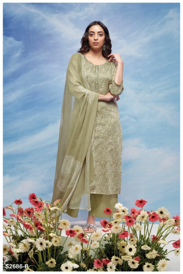 Ganga Tamar 2686D - Premium Cotton Printed  With Embroidery Suit