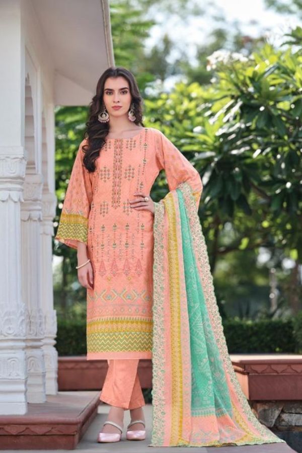 Belliza Zubiya 008 - Pure Cotton Digital Print With Heavy Embroidery Suit
