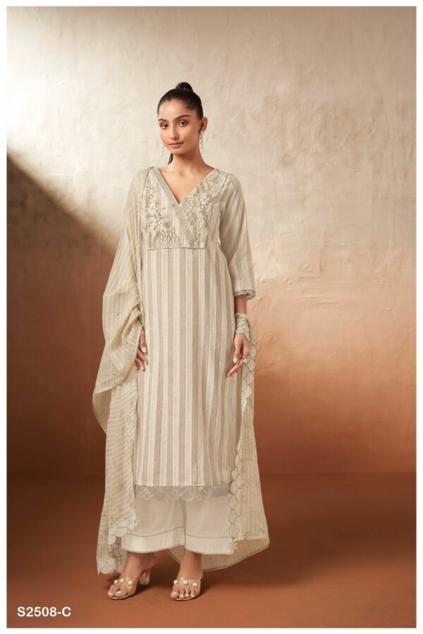 Ganga Jovie 2508D - Premium Woven Jacquard With Patch Embroidery & Handwork Suit