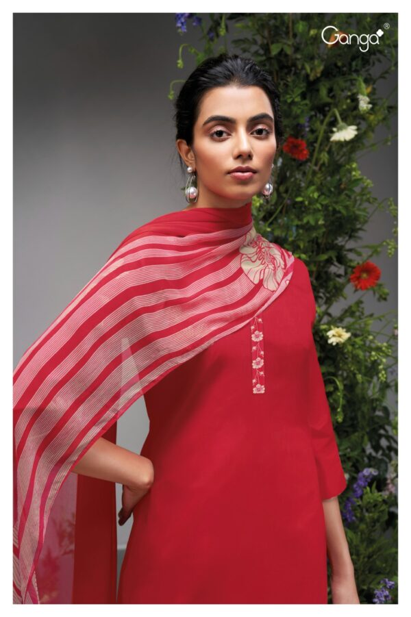 Ganga Kayra 2669D - Premium Cotton With Neck And Daman Printed Border Suit