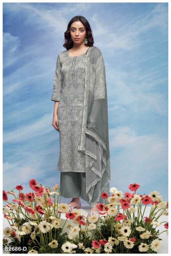 Ganga Tamar 2686D - Premium Cotton Printed  With Embroidery Suit