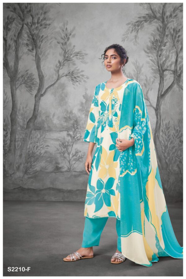 Ganga Ekveera 2210G - Premium Cotton Printed With Embroidery Suit