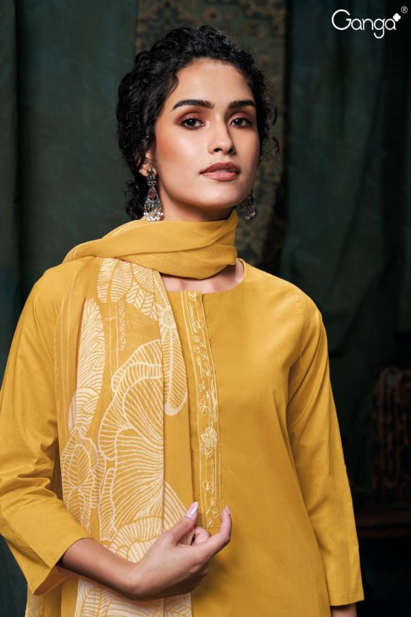 Ganga Riana 2633D - Premium Cotton With Embroidery Suit