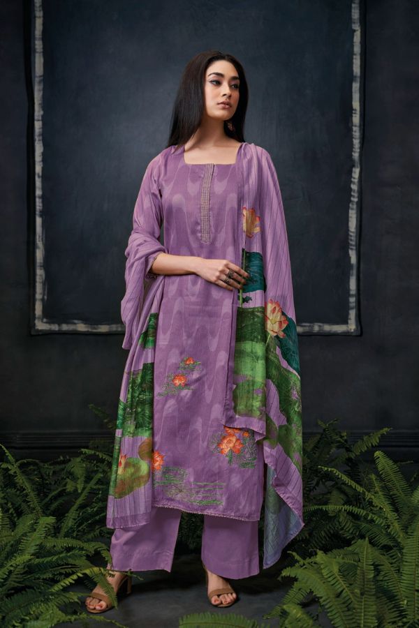 Ganga Yashvi 2685D - Premium Cotton Printed With Lace Suit