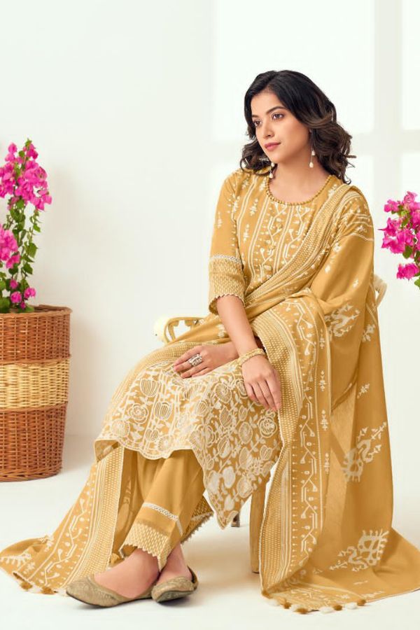 Jay Vijay Kathak 9276 - Pure Cotton With Block Print With Lazer Cut Embroidery Suit