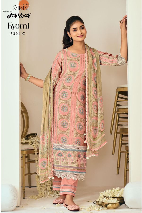 Jay Vijay Kyomi 3201D - Pure Zari Linen Digital Print With Embroidery Suit
