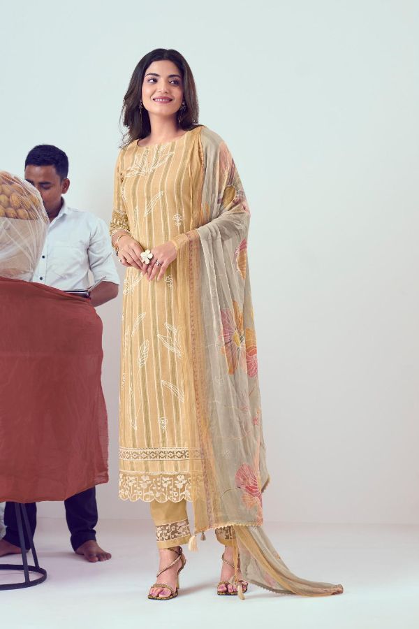 Jay Vijay Mastani 9186 - Pure South Cotton Khadi Block Print With Embroidery Suit