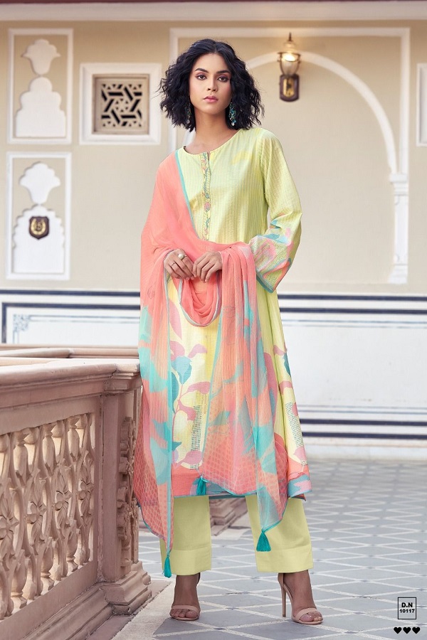 Sadhana Zen 10124 - Pure Linen Fancy Work With Digital Print Suit