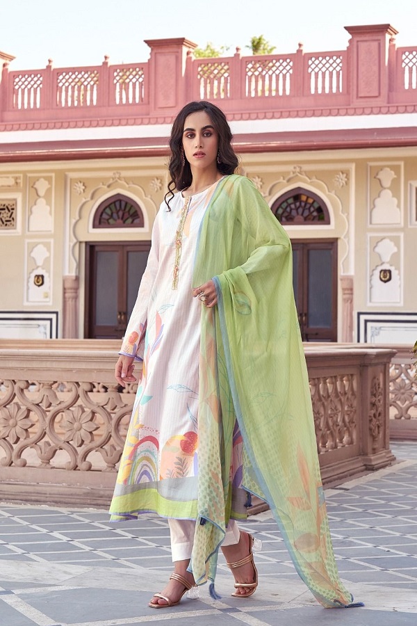 Sadhana Zen 10124 - Pure Linen Fancy Work With Digital Print Suit