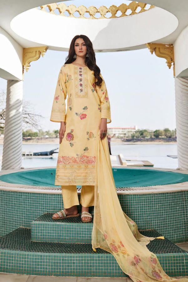 Sadhana Zeenat 1008 - Pure Lawn Cotton With Fancy Work And Digital Printed Suit