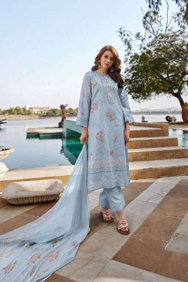 Sadhana Zeenat 1008 - Pure Lawn Cotton With Fancy Work And Digital Printed Suit