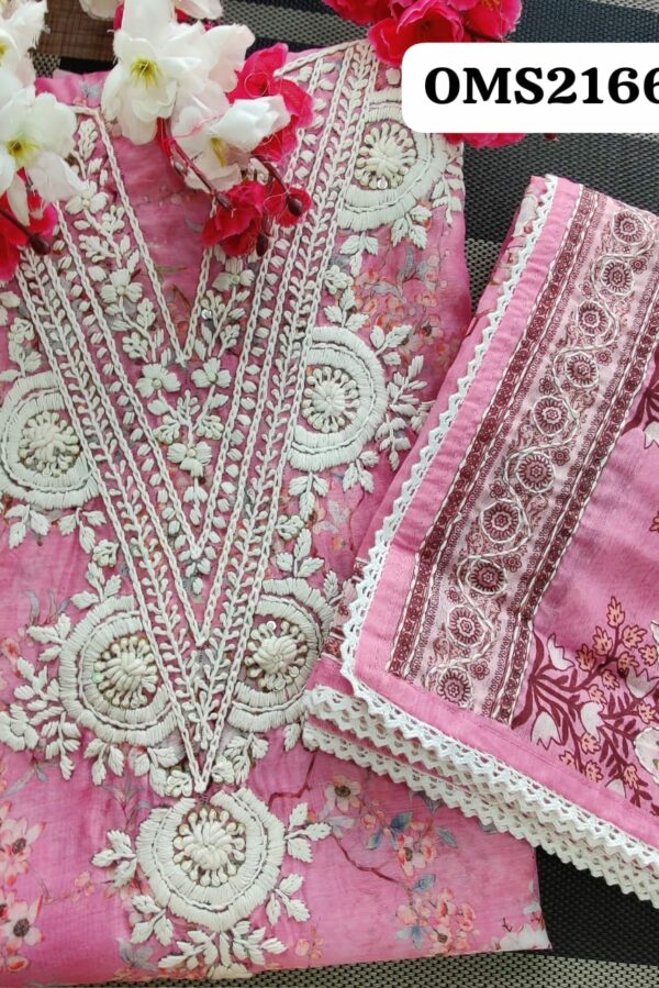 Beautiful Pure Chanderi Kantha Work Embroidery Suit