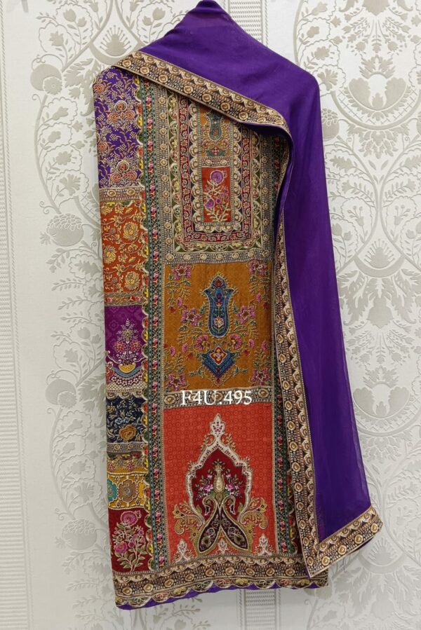 Pure Muslin With Beautiful Digital Print, Fine Dori & Chandla Handwork Suit