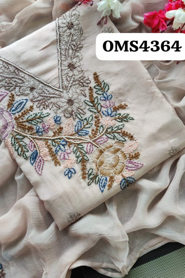 Beautiful Pure Chinnon Knot Work Embroidery Suit