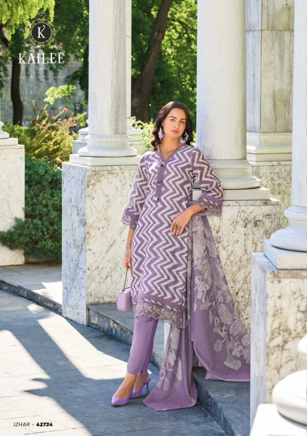 Kailee Izhaar 42736 - Pure Linen Digital Print With Thread Work Stitched Suit